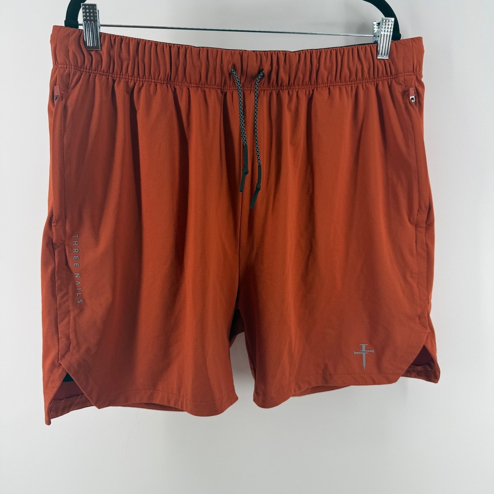 Three Nails Mens Training Shorts Burnt Orange Compression Liner XXL Activewear